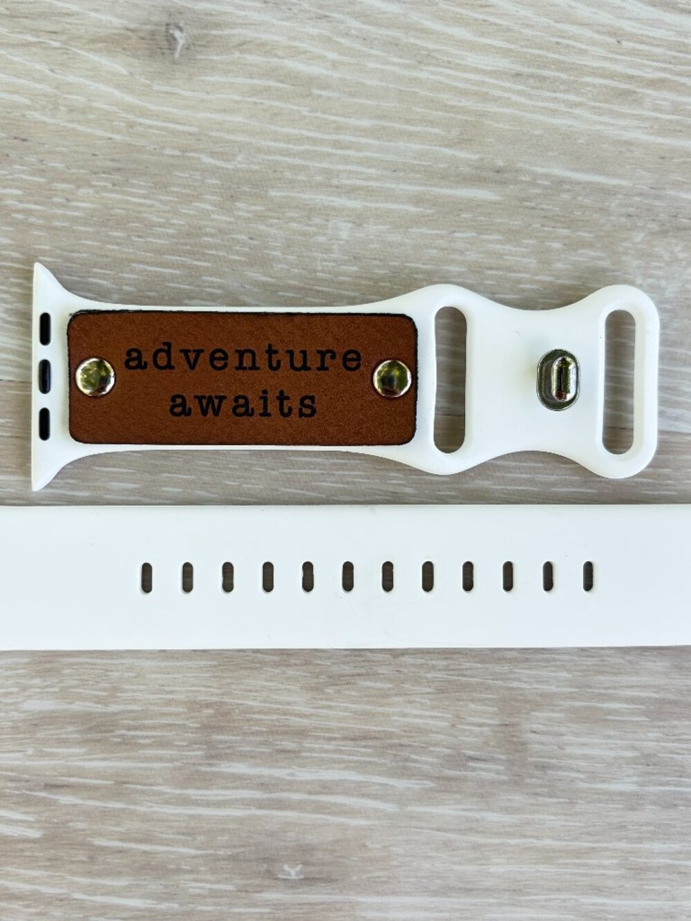 🏔️ NEW White "Adventure Awaits" Smart Watch Band • 42/44/45/46/49mm